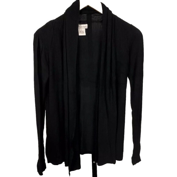 Glimmer JJ Basics Sweater Open Cardigan Long Sleeve Draping Shawl Black Small - Picture 2 of 4